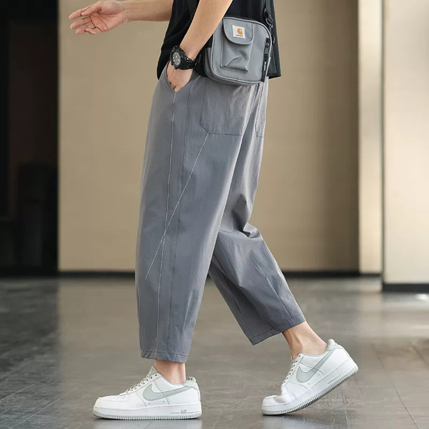 【新品】冰丝九分裤男夏季运动裤图片