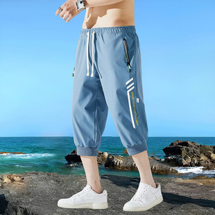 男款 潮牌7分裤 夏季 休闲运动马裤 子 潮流宽松6六分短裤 冰丝七分中裤