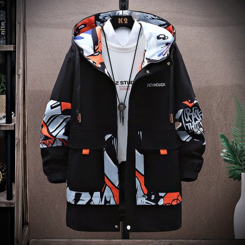 【新品】中长款外套男春秋季风衣