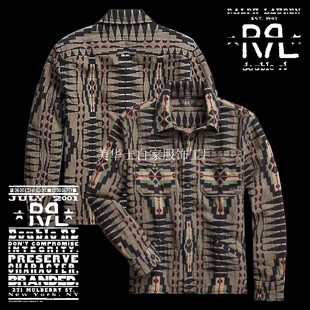 外套夹克厚提花色织稀少 Overshirt纳瓦霍几何图案衬衫 厚料 双RL