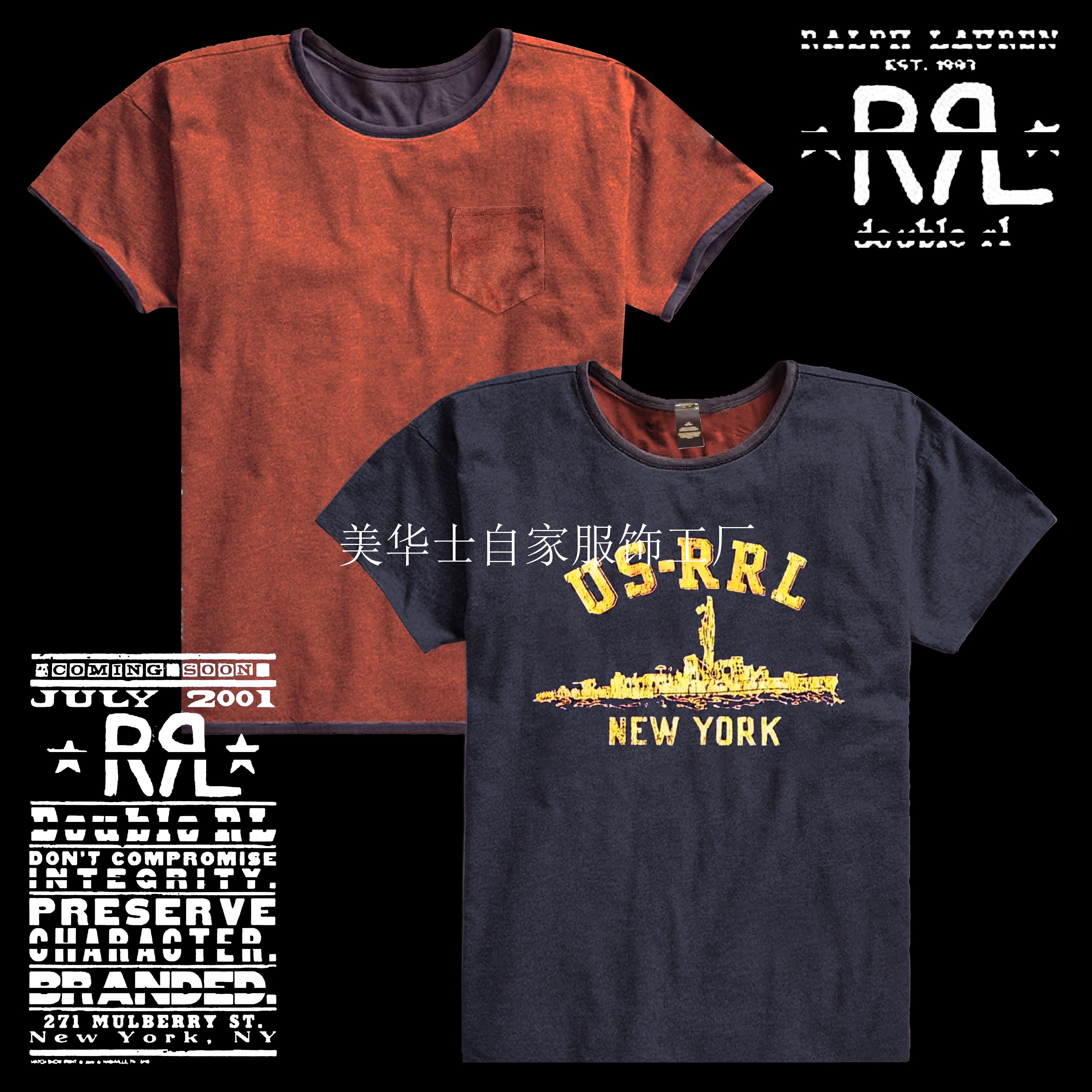 美式复古四季纽约城市印花T恤