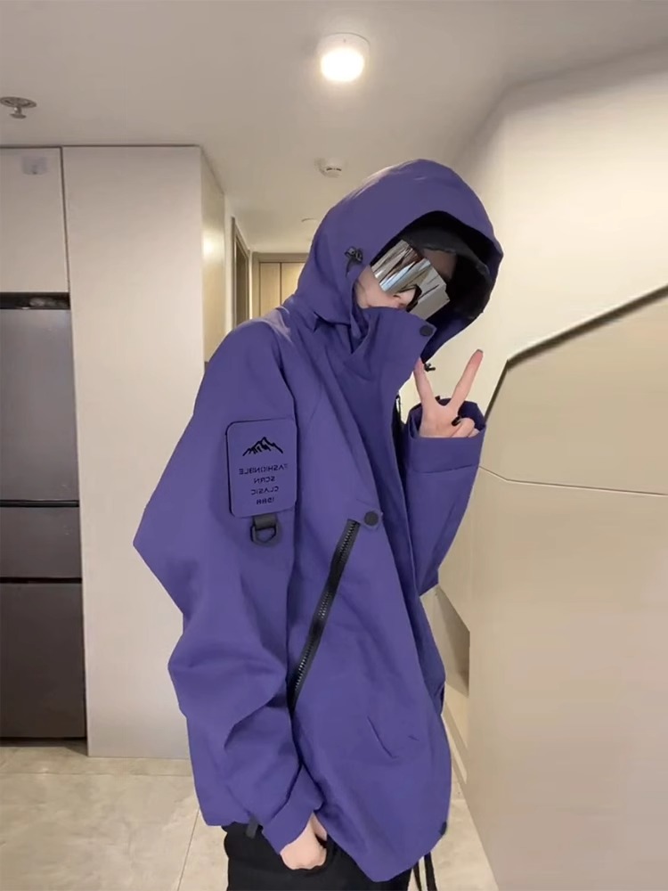 三防紫色防晒软壳冲锋衣外套男款夏季美式机能防风户外防水登山服