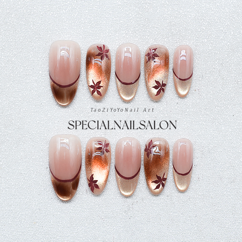 【落叶知秋】纯手工穿戴甲法式2025新款晕染渐变枫叶高级感美甲片