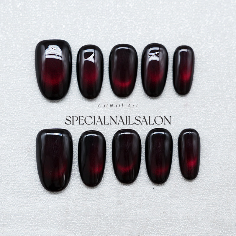 【绯红魅影】纯手工穿戴甲2025秋冬新款暗黑风御姐高级感简约美甲,彩妆/香水/美妆工具,穿戴甲/甲片,淘宝优惠券,粉丝福利购,淘宝优惠卷