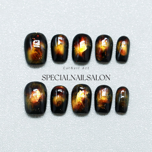 【落日霞光】纯手工穿戴甲甲片高级晕染氛围感气质显白可拆卸美甲