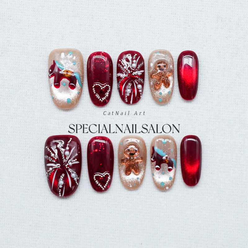 【马上有钱】纯手工穿戴甲2026新年款猫眼高级感马年烟花美甲贴片,彩妆/香水/美妆工具,穿戴甲/甲片,淘宝优惠券,粉丝福利购,淘宝优惠卷