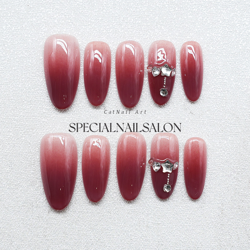 【红月守望】纯手工穿戴甲秋冬新款树莓红猫眼细闪钻饰高级感美甲,彩妆/香水/美妆工具,穿戴甲/甲片,淘宝优惠券,粉丝福利购,淘宝优惠卷