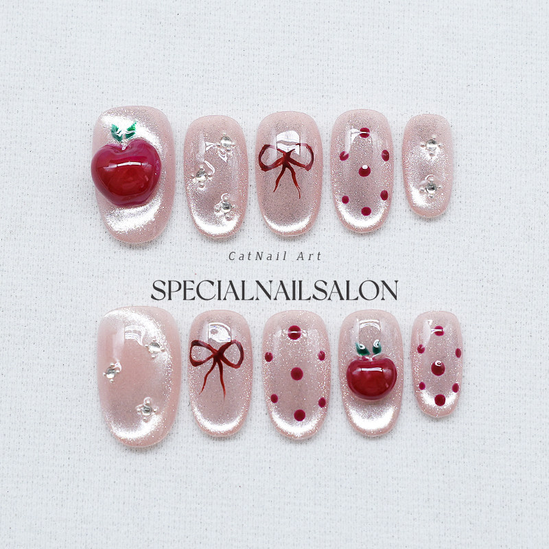 【苹果派】纯手工穿戴甲甜美可爱2026新款立体苹果高级感显白美甲,彩妆/香水/美妆工具,穿戴甲/甲片,淘宝优惠券,粉丝福利购,淘宝优惠卷