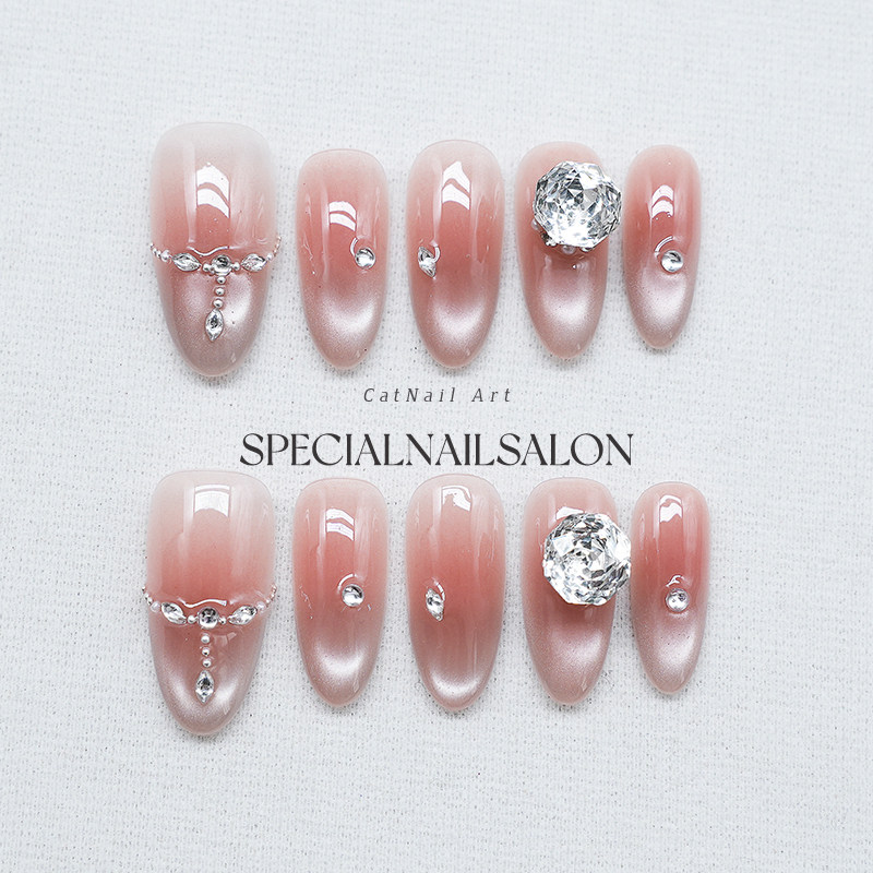 【永世诺言】纯手工穿戴甲裸色爆闪亮钻高级感轻奢温柔显白美甲片,彩妆/香水/美妆工具,穿戴甲/甲片,淘宝优惠券,粉丝福利购,淘宝优惠卷