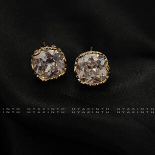 韩国东大门时尚大号超闪锆石耳钉ins仙气耳环通透水钻耳饰品