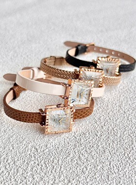 nojess女士手表新款名牌小方糖水晶表盘时尚女表轻奢小众个性腕表