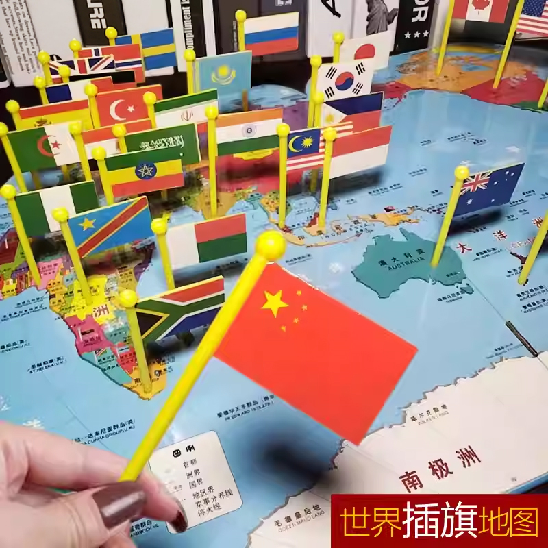 世界地图插国旗拼图玩具儿童教具