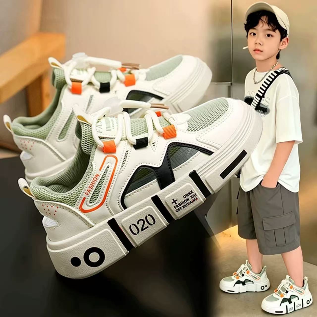 中大童学生小白鞋青少年跑步鞋潮