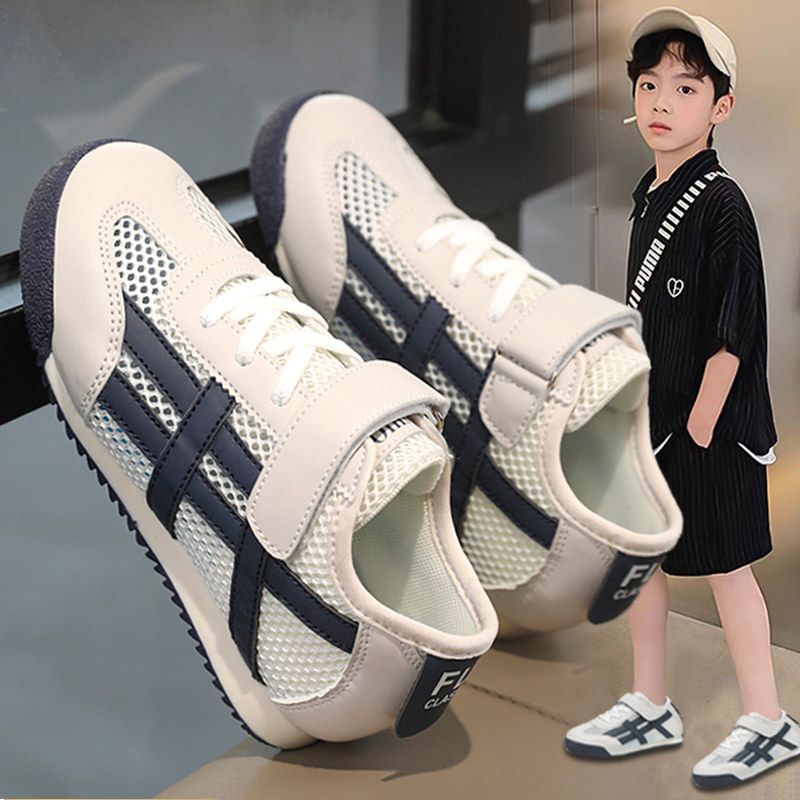 男童单网鞋秋款2026新款透气软底儿童鞋子男孩运动小白鞋镂空板鞋