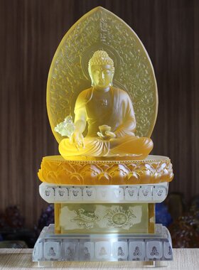 古法琉璃底座发光居家寺庙药师佛