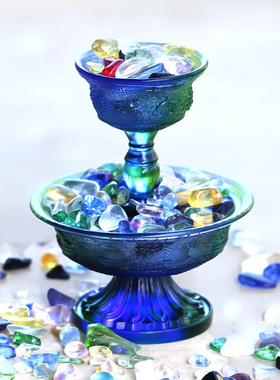 琉璃护法杯八吉祥供杯摆件