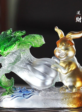 琉璃玉兔招财兔子摆件生日送礼