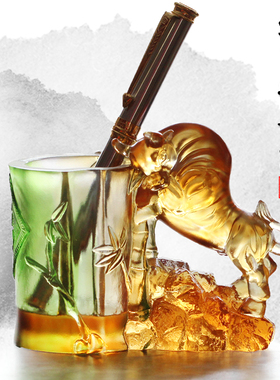 古法琉璃生肖牛笔筒工艺品送老板