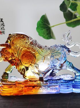 琉璃生肖牛居家摆放送礼手工艺品