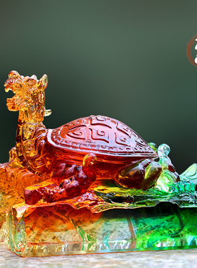琉璃龙龟风水摆件居家金钱龟