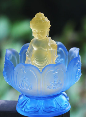 琉璃八吉祥供碗佛具风水摆件