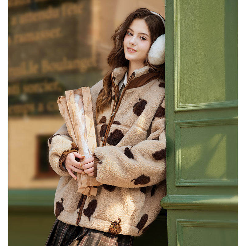 唐狮2026秋冬短款棉衣女立领仿羊羔绒毛茸茸加厚保暖夹棉外套休闲,女装/女士精品,棉衣/棉服,淘宝优惠券,粉丝福利购,淘宝优惠卷