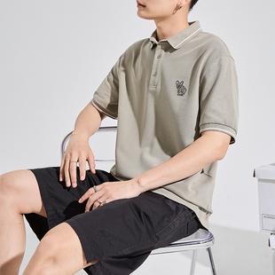 唐狮2026夏季新款polo衫男短袖宽松黑色上衣男白色带有翻领t恤潮