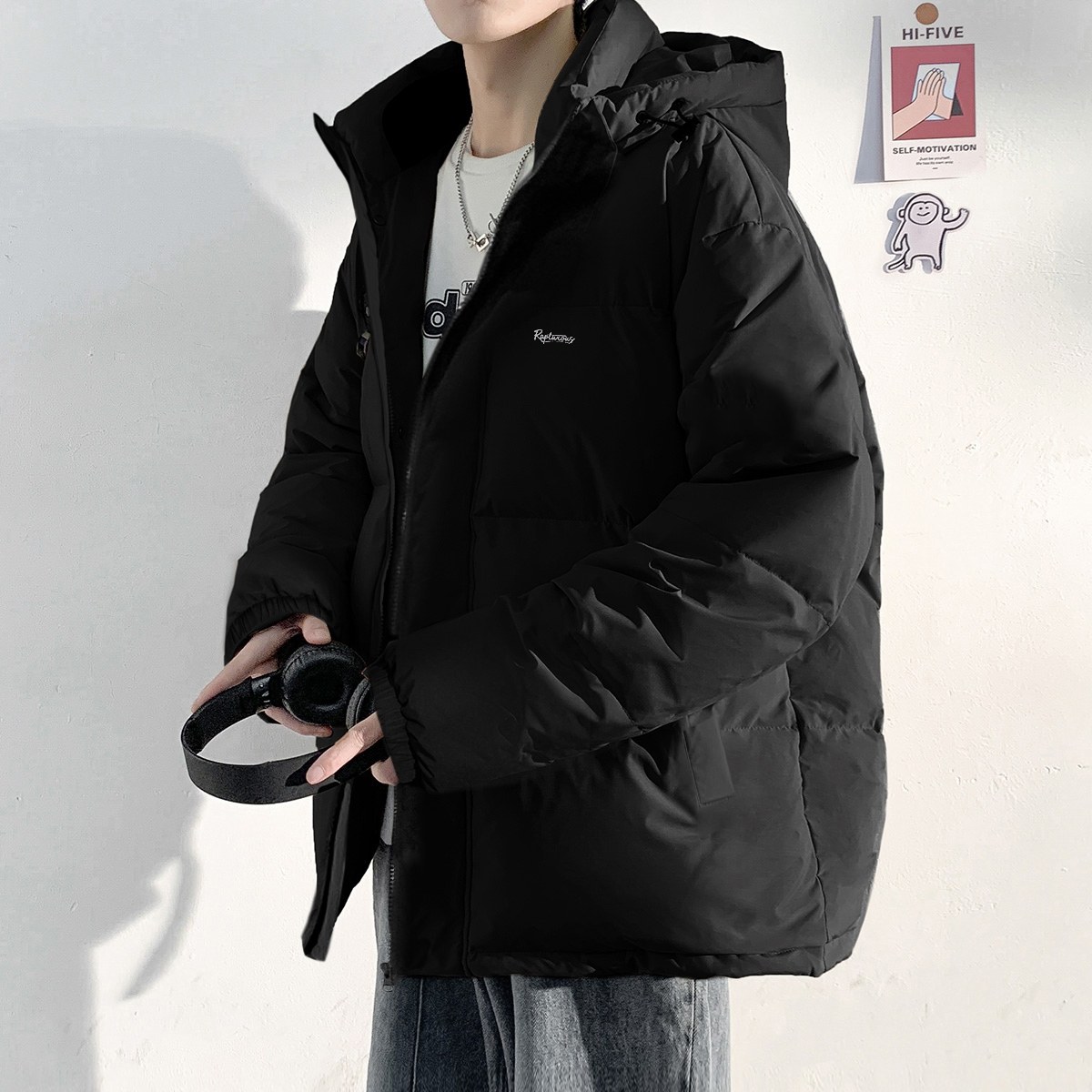 唐狮2026冬季新款羽绒服男装连帽加厚面包服短款宽松保暖外套潮流