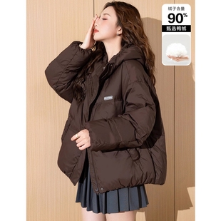 连帽美拉德穿搭ins云朵感加厚潮 女羽绒服短款 唐狮2024冬季 新款