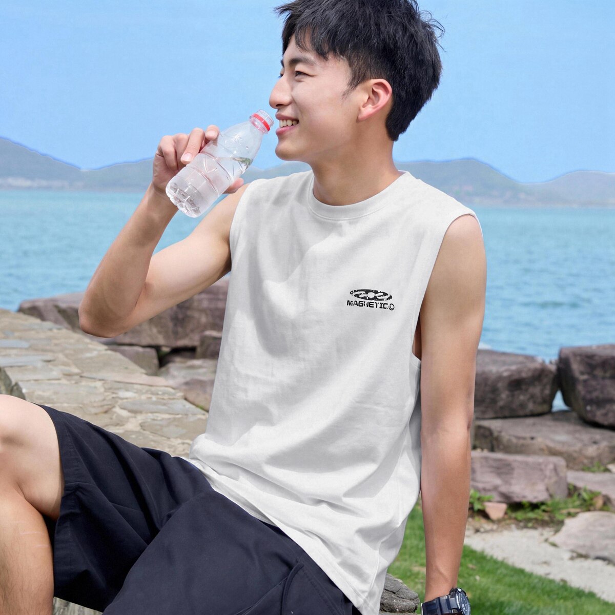 唐狮2026夏季新款男背心白色圆领可外穿内搭上衣潮牌青少年休闲风