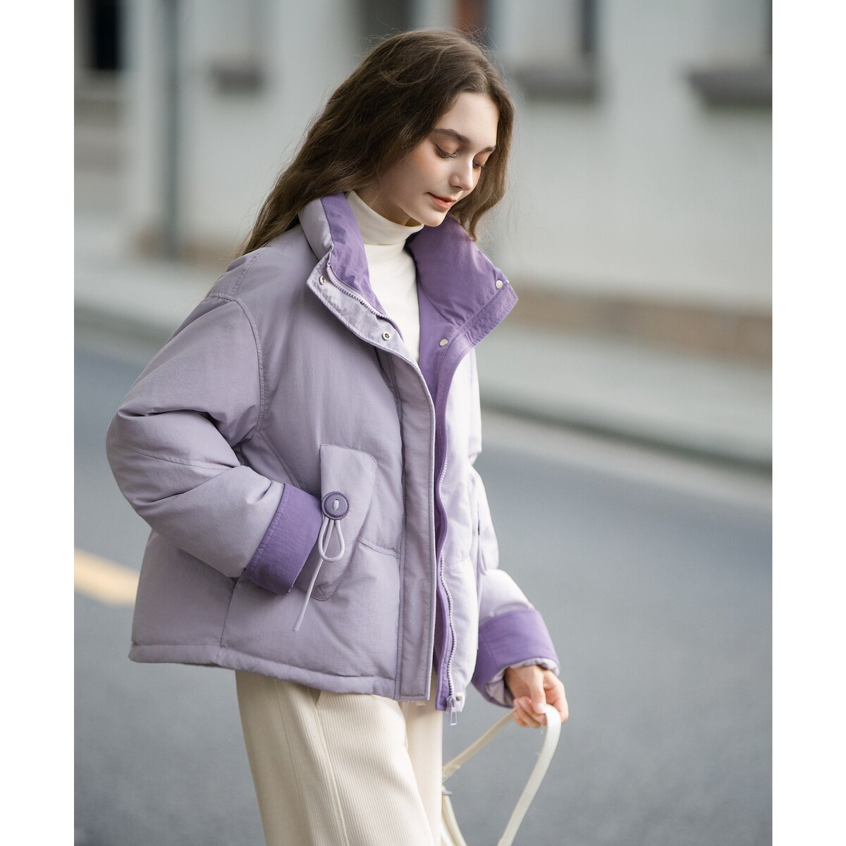 唐狮2026年秋冬款羽绒服女款短款女立领撞色短款羽绒服高级感减龄