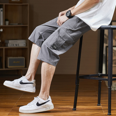 唐狮2026夏新款休闲短裤男士宽松直筒中裤显瘦工装六分裤子学生潮