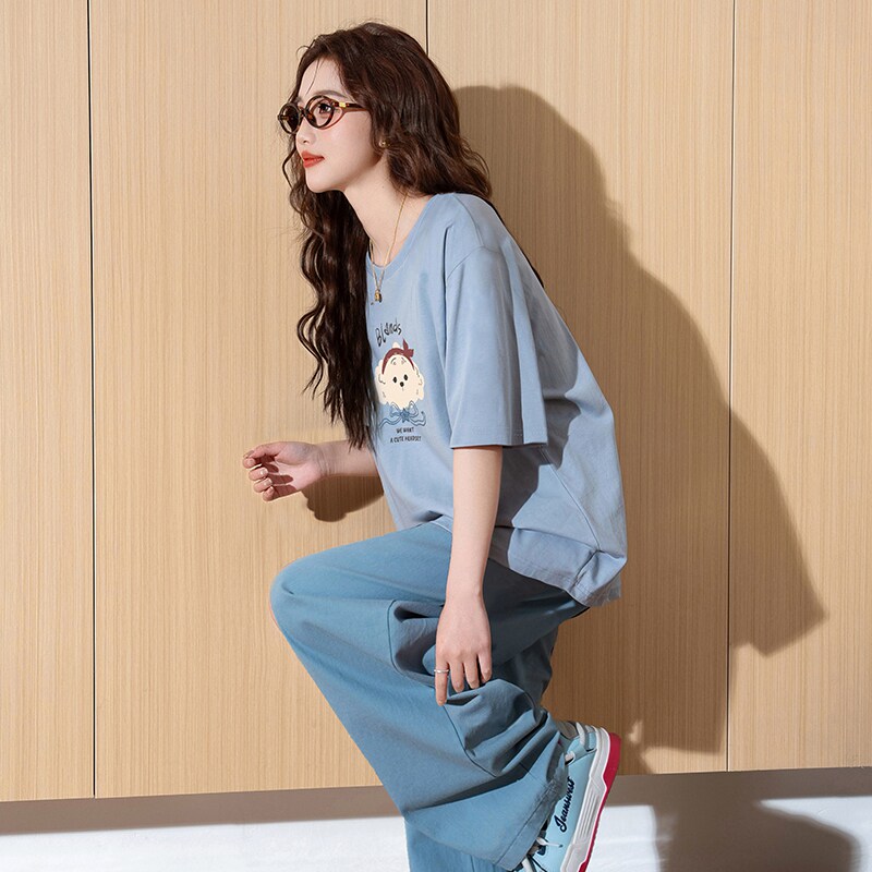 唐狮2026春夏女新款短袖T恤宽松休闲洋气可爱圆领纯棉设计感爆款
