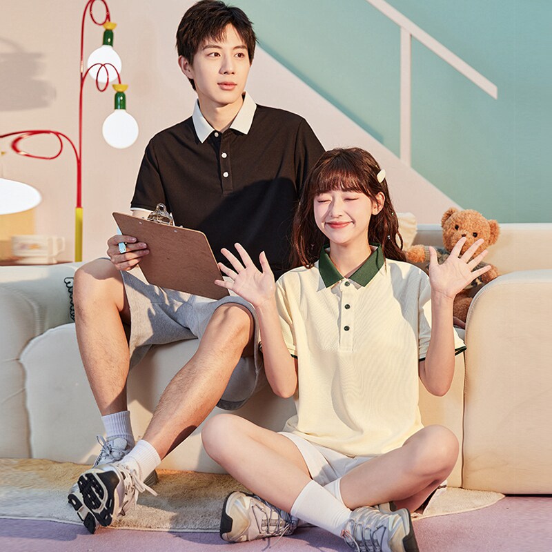 唐狮2026夏季新款短袖Polo衫男款休闲撞色带翻领t恤女士情侣装潮