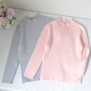 120-150女童宝宝基础款打底毛衣中大童半高领秋冬上学百搭毛衫