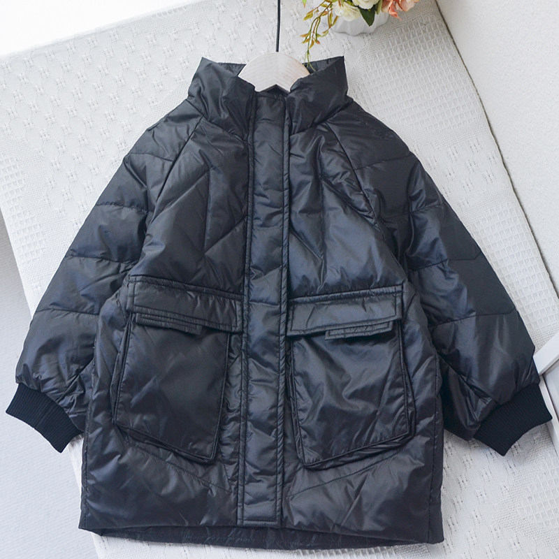 英国~专柜110-120女童宝宝轻薄羽绒服不跑绒中小童冬季黑色中长款