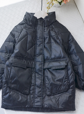 英国~专柜110-120女童宝宝轻薄羽绒服不跑绒中小童冬季黑色中长款