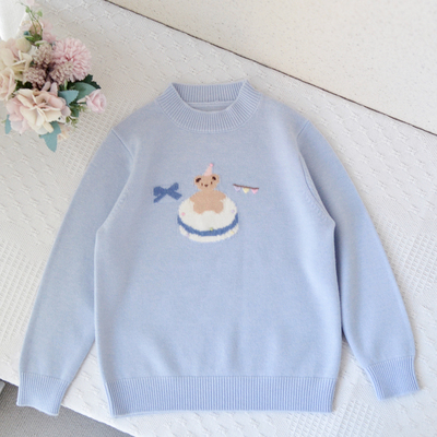 100%澳毛120-170女童卡通羊毛衫