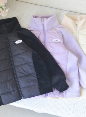 公主家的~120-170女童轻薄羽绒加一体绒拼接款上衣中大童时尚外套