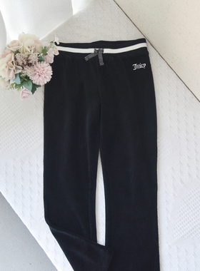 美单~7-12女童宝宝天鹅绒春秋直筒裤中大童时尚黑色长裤柔软舒适