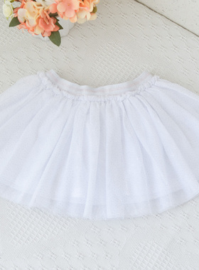 澳单~80-128女童小宝宝白色亮晶晶公主裙中小童半身纱裙可爱短裙