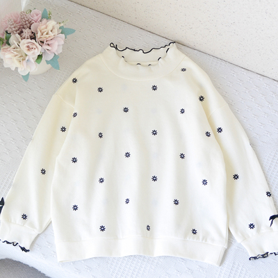 日单130-140女童半高领纯棉卫衣