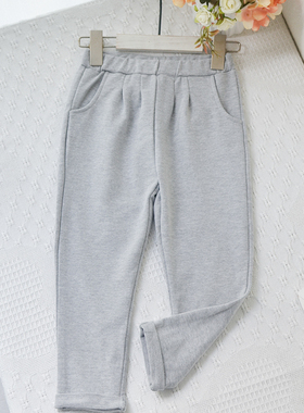 Z家外贸1-4岁女童小宝宝灰色全棉春秋卫裤婴童大pp裤哈伦裤休闲裤