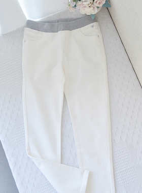 韩单~130-170女童修身高弹休闲长裤中大童春秋时尚裤子白色高duan