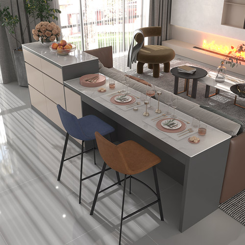 吧台桌家用客厅餐边柜岛台一体