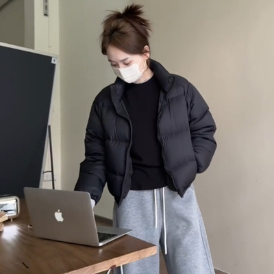 短款白鸭绒羽绒服女冬季新款2025爆款肯豆风小个子轻薄保暖面包服