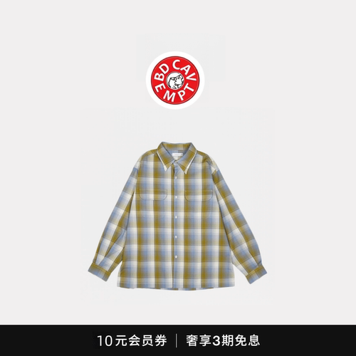 [5折现货]BD CAVEMPT娜娜米珠地布格纹口袋工装衬衫休闲宽松衬衣