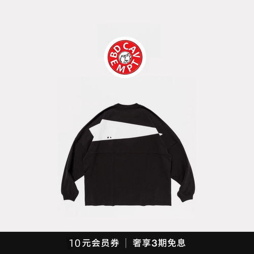 [5折现货]BD CAVEMPT重磅棉套头长袖T恤男拼接落肩袖圆领防晒上衣