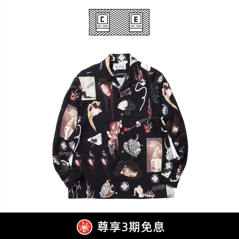 【BD CAVEMPT】TIGER 24AW 百鬼夜行 浮世绘涂鸦夏威夷长袖衬衫男