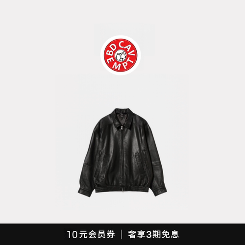 [5折现货]BD CAVEMPT 日系羊皮美式复古宽松拉链机车皮衣夹克男